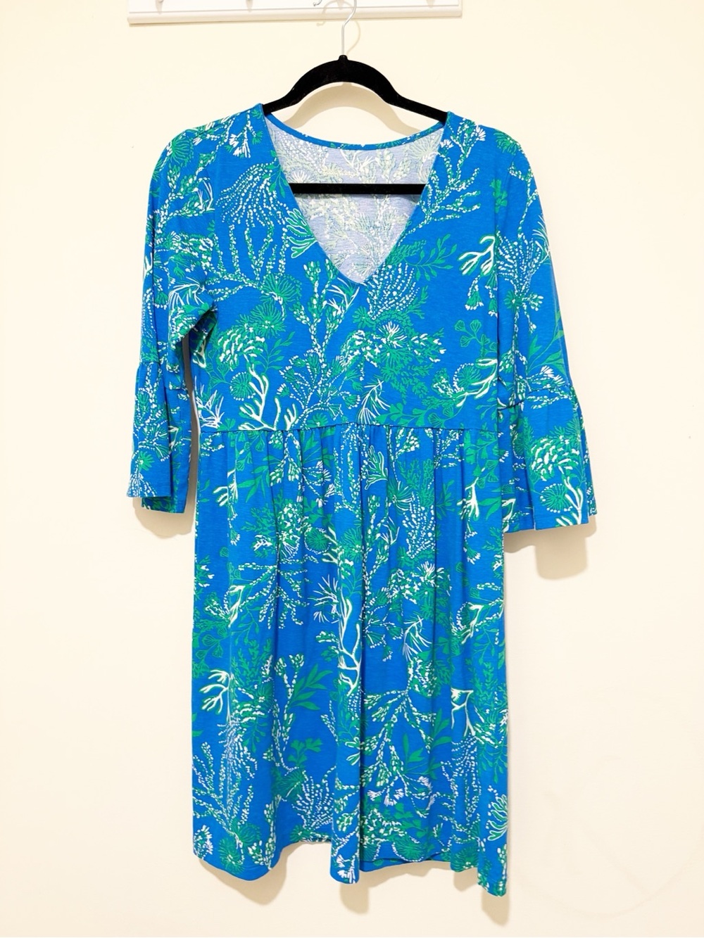 Lilly Pulitzer Jannie V Neck Dress “Briny Blue a Bit Salty”